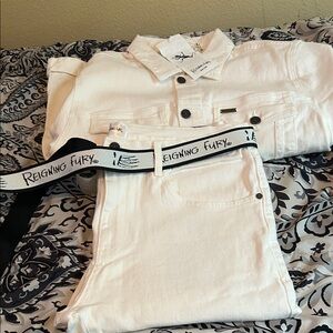 Men Reigning Fury White Denim Jacket & Jeans Set
